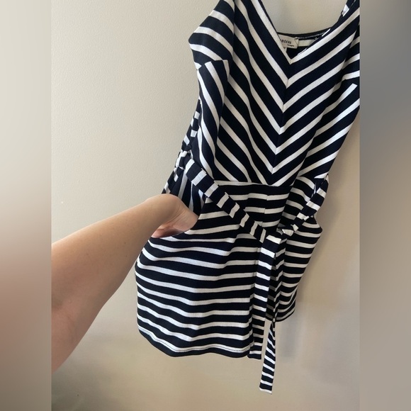 𝅺MONTEAU Striped Black and White Shorts Romper. EUC Size Small - Picture 2 of 7